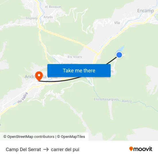 Camp Del Serrat to carrer del pui map