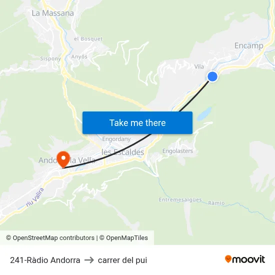 241-Ràdio Andorra to carrer del pui map