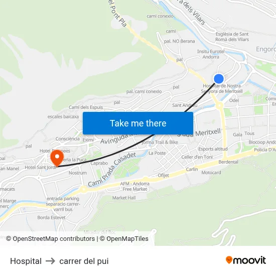 Hospital to carrer del pui map