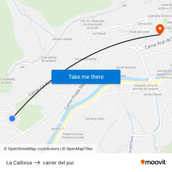 La Callissa to carrer del pui map
