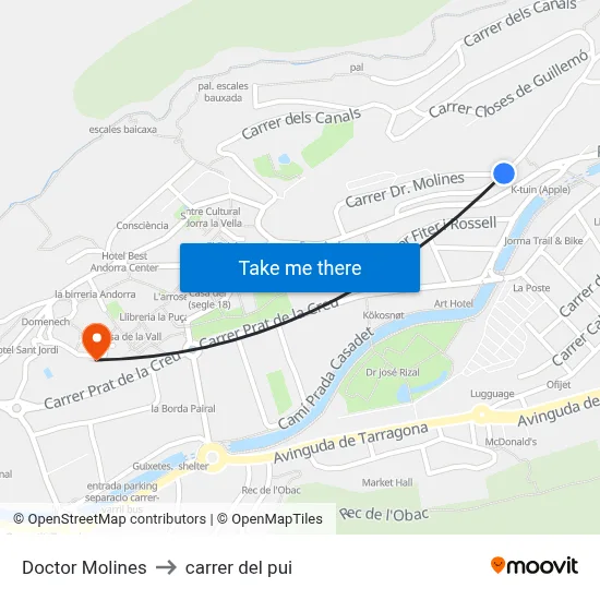Doctor Molines to carrer del pui map