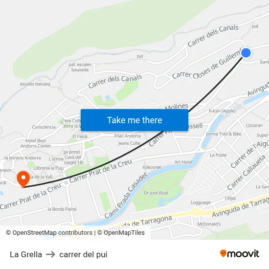 La Grella to carrer del pui map