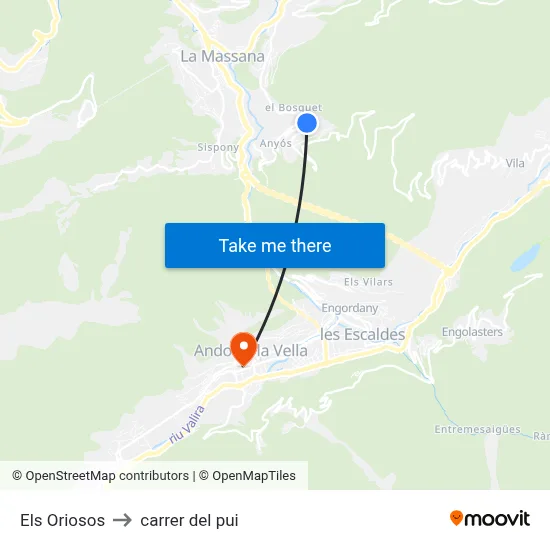 Els Oriosos to carrer del pui map