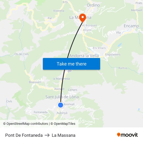 Pont De Fontaneda to La Massana map