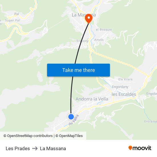 Les Prades to La Massana map