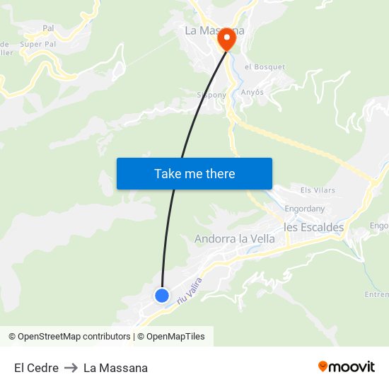 El Cedre to La Massana map