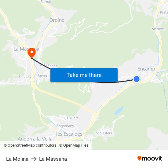 La Molina to La Massana map