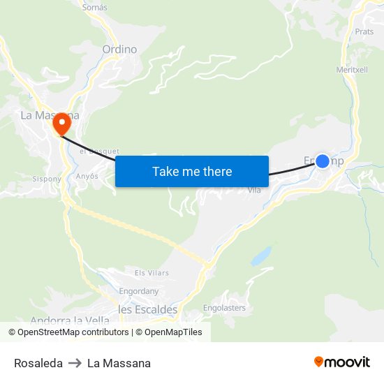 Rosaleda to La Massana map