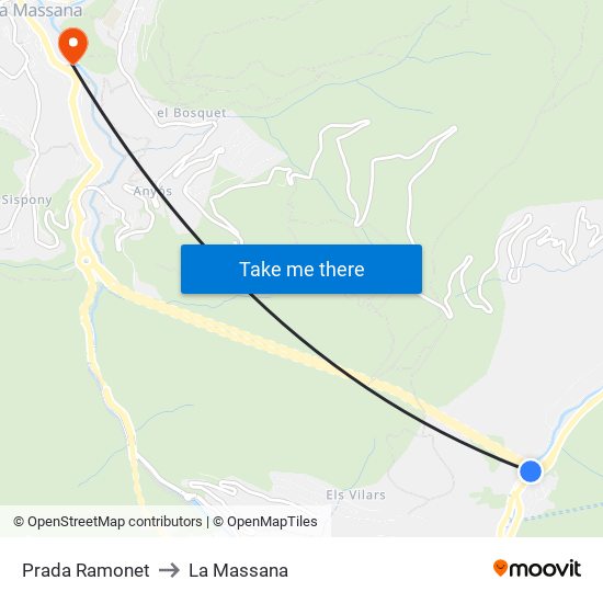 Prada Ramonet to La Massana map