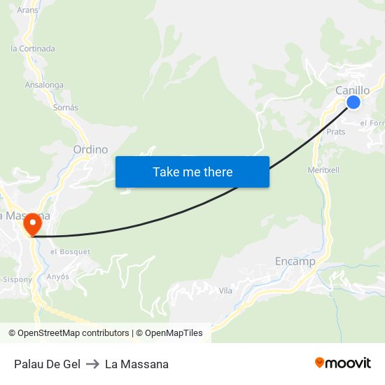 Palau De Gel to La Massana map