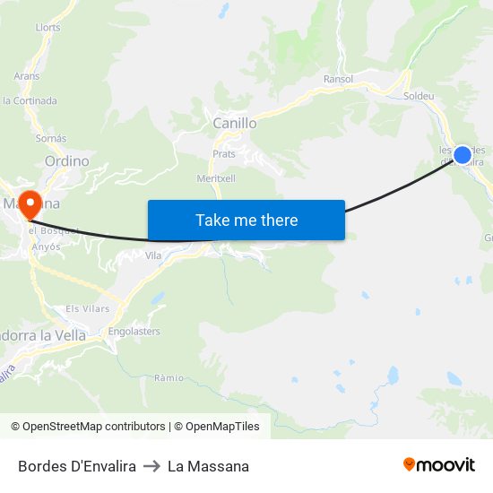 Bordes D'Envalira to La Massana map