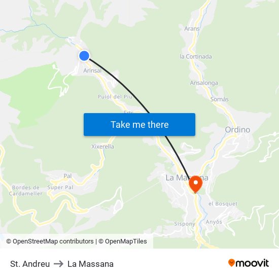 St. Andreu to La Massana map