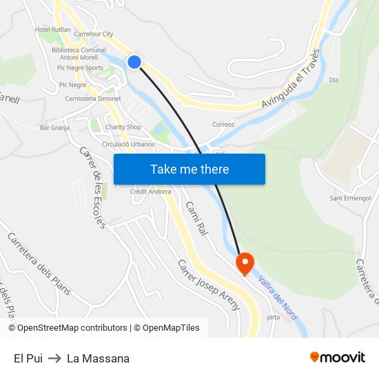 El Pui to La Massana map