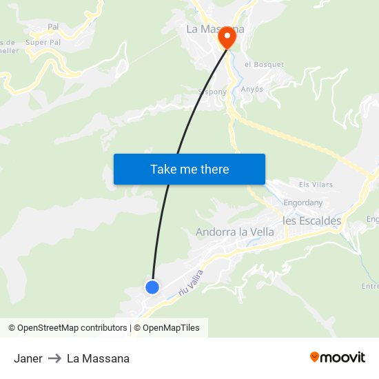 Janer to La Massana map