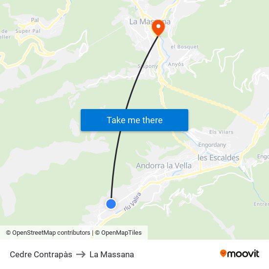 Cedre Contrapàs to La Massana map