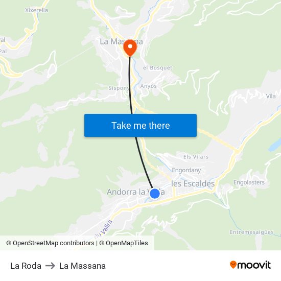 La Roda to La Massana map