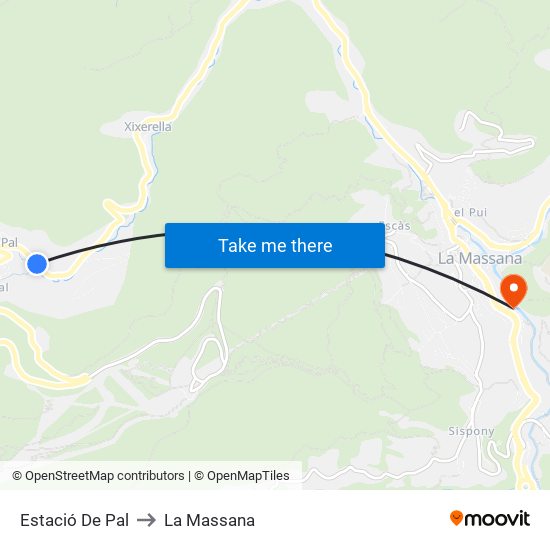 Estació De Pal to La Massana map