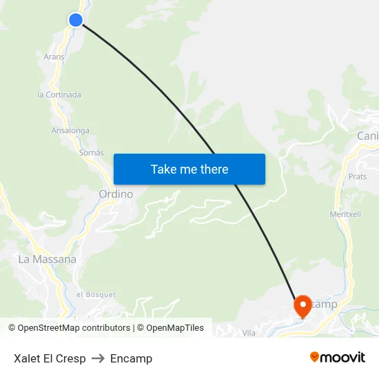 Xalet El Cresp to Encamp map