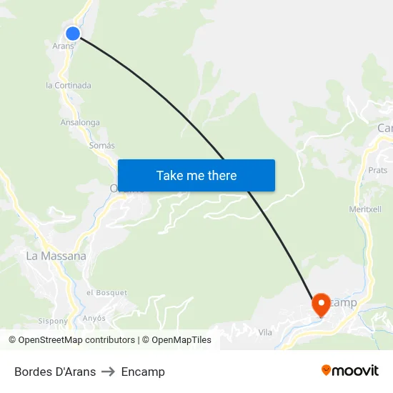 Bordes D'Arans to Encamp map