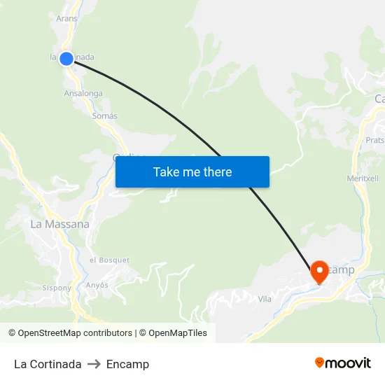La Cortinada to Encamp map
