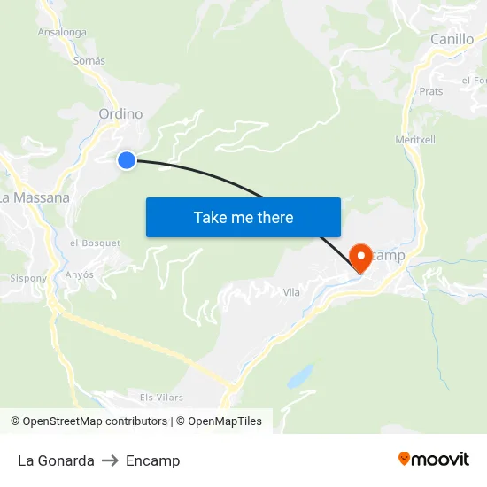 La Gonarda to Encamp map