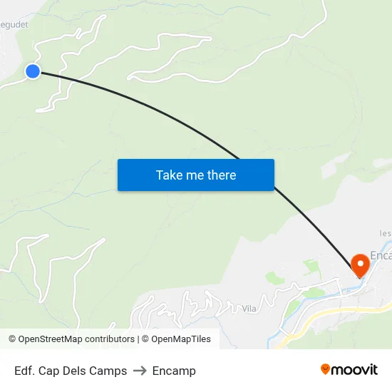 Edf. Cap Dels Camps to Encamp map