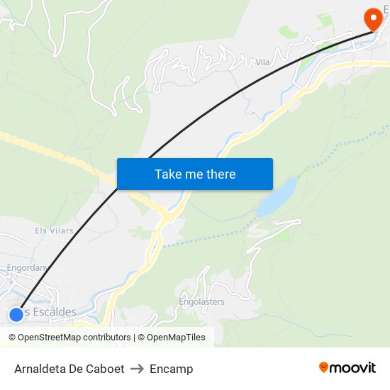 Arnaldeta De Caboet to Encamp map