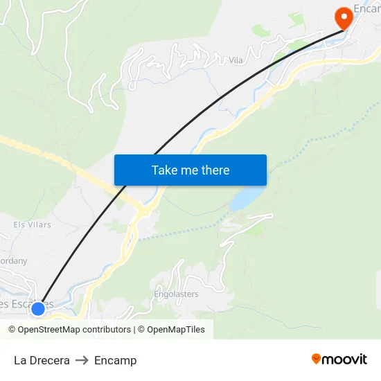 La Drecera to Encamp map