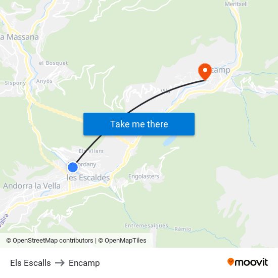 Els Escalls to Encamp map