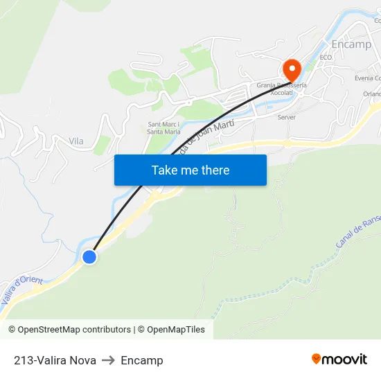 213-Valira Nova to Encamp map