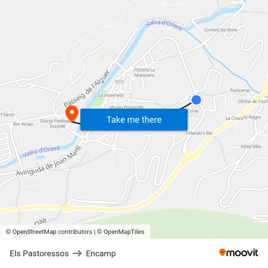 209-Els Pastoressos to Encamp map