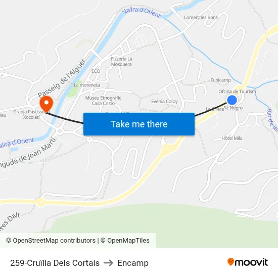 259-Cruïlla Dels Cortals to Encamp map