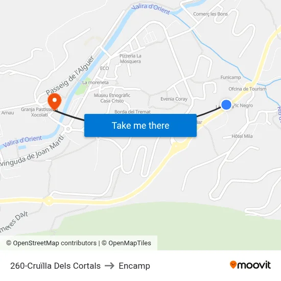 260-Cruïlla Dels Cortals to Encamp map