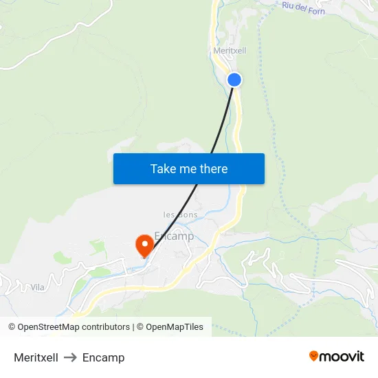 101-Meritxell to Encamp map