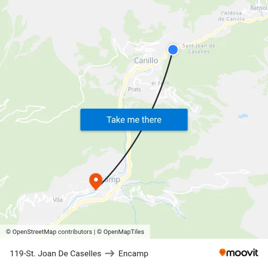 119-St. Joan De Caselles to Encamp map
