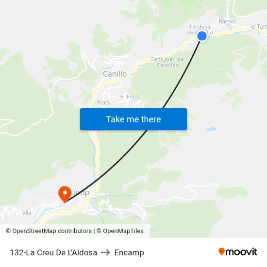 132-La Creu De L'Aldosa to Encamp map