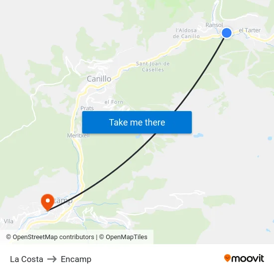 144-La Costa to Encamp map