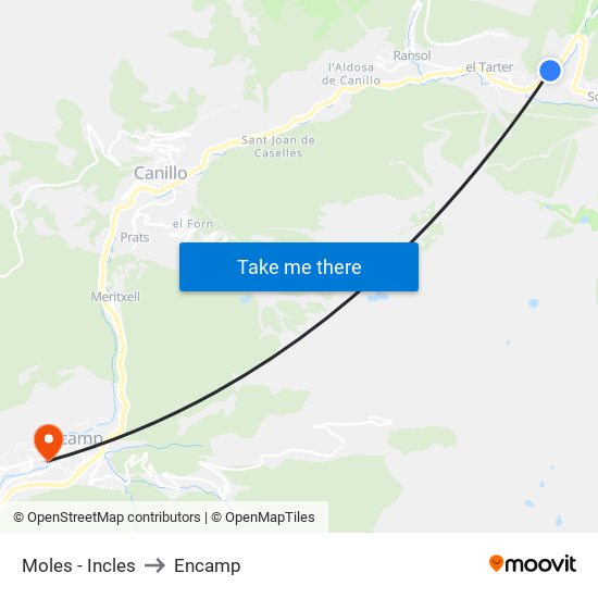 Moles - Incles to Encamp map