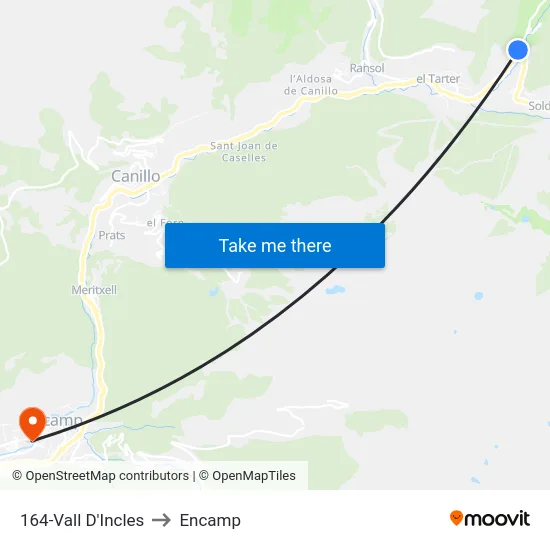 164-Vall D'Incles to Encamp map