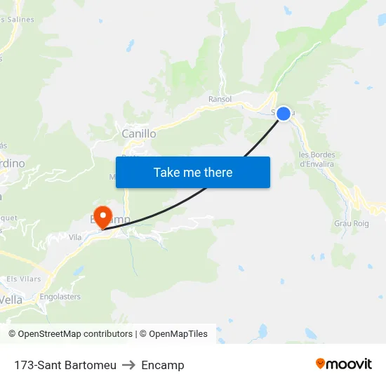 173-Sant Bartomeu to Encamp map