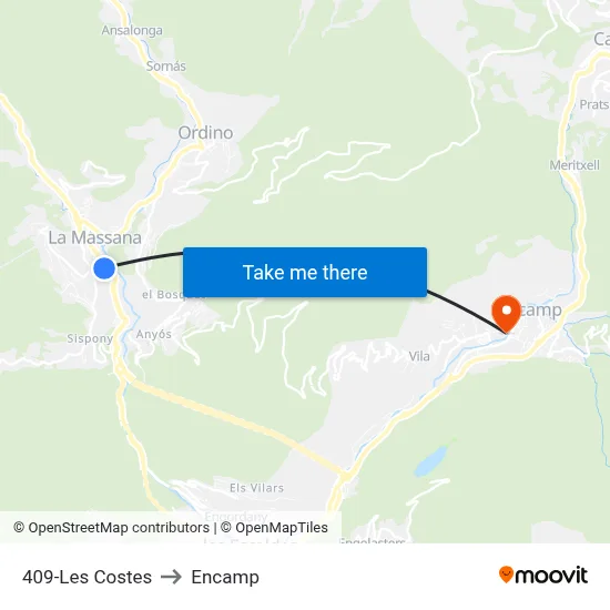409-Les Costes to Encamp map