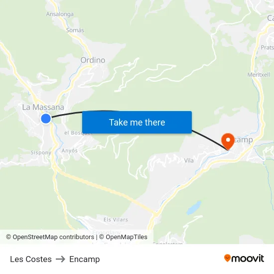 410-Les Costes to Encamp map