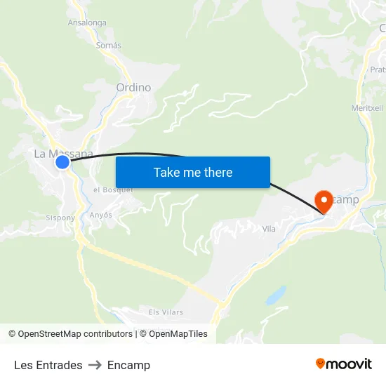 412-Les Entrades to Encamp map