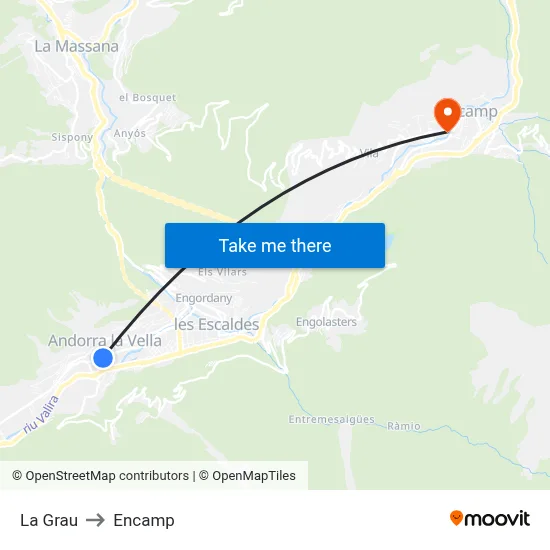 La Grau to Encamp map