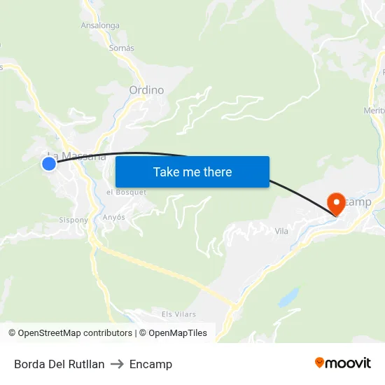 Borda Del Rutllan to Encamp map