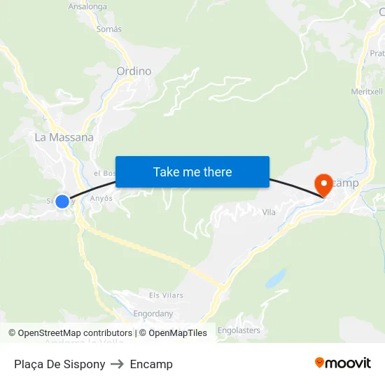 Plaça De Sispony to Encamp map