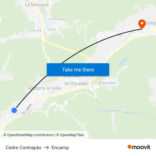 Cedre Contrapàs to Encamp map