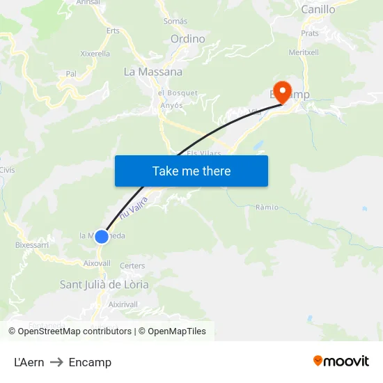 L'Aern to Encamp map