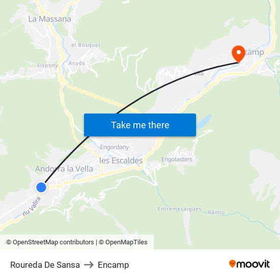 Roureda De Sansa to Encamp map