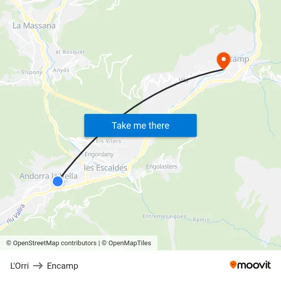 Ambaixada D'Espanya to Encamp map